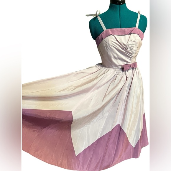 Vintage 1950's Blue Candi Jones Cali Party Prom DRESS Gown Fit & Flare Petticoat - Picture 3 of 12